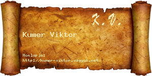 Kumer Viktor névjegykártya